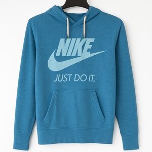 Nike Just Do It‎ Blue Lightweight Hoodie Medium Logo Pullover Sweatshirt